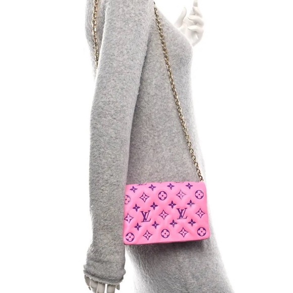 Louis Vuitton Lambskin Embossed Monogram Pochette Coussin Rose Violet - Picture 2 of 11